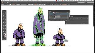 (son ia) FLASHBACK 2015… Symboles "9 tranches" sur un dessin de personnage debout, ADOBE ILLUSTRATOR