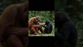 gorilla meets with orangutan   #2025#gorilla #apes #zoo #wildlife #nature #playful