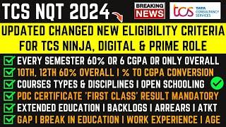 First Time in History of TCS NQT Hiring 2024 | Updated Eligibility Criteria For Ninja/Digital/Prime