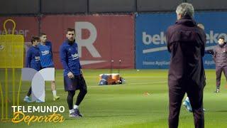 Seguimiento exclusivo a Messi en el primer entrenamiento de Quique Setién | Telemundo Deportes