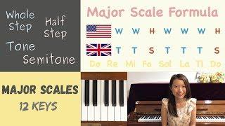 How are MAJOR SCALES in all 12 keys formed? MAJOR SCALE FORMULA! (Beginner Piano Lessons #6)