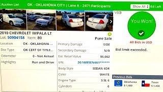 Copart Auction Live Bidding + Win!!! 86K Mile 2010 Impala!!