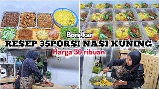 RESEP 35 PORSI PAKET NASI KUNING HARGA 30 RIBU #niahermanto #nasibox #nasikuning #idejualan #cooking