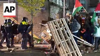 Police make arrests, break up pro-Palestinian demonstration camp at University of Amsterdam
