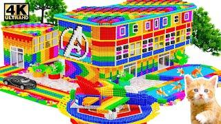 DIY- How to Build Mini Headquarter Building with Rainbow Plane Parking and Swimming Pool