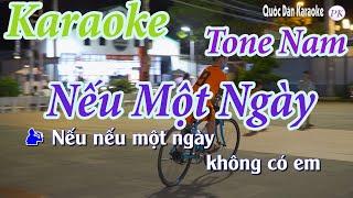 Karaoke Nếu Một Ngày | Bossa Nova | Tone Nam (Am) | Quốc Dân Karaoke