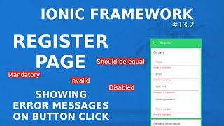 Ionic Tutorial #13.2 - Register Page - Showing error messages on button click