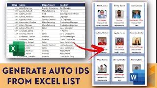 Generating Auto Employee ID Card From Excel Master List Word & Excel  MS Word Mail Merge
