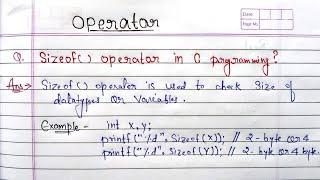 Sizeof operator in C programming in hindi | unary Operators- sizeof() | C language unary Operators