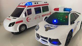 Işıklı ambulans ve ışıklı polis arabası    | Ambulans polis videoları | Eğlenceli videolar