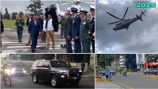 Así llego Gustavo petro a Cali, caravana Presidencial, helicóptero presidencial de Colombia 2025