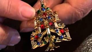 Crystal Decorated Tree Broach