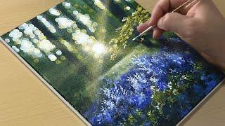 Easy Way to Paint a Morning Forest / Acrylic Painting for Beginners