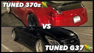 TUNED 370z VS TUNED G37 MONEY RUN! CRAZY DRAMA!!!