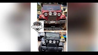 Mahindra Thar Restoration with Paint Transformation from Red Rage Pearl to Phantom Black.