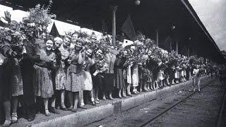 1945, Белорусский вокзал, "Первый поезд Победы прибыл в Москву", 10 мая, кинохроника  Победы