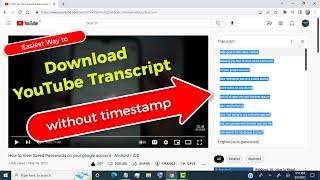 how to Download YouTube Transcript without timestamp