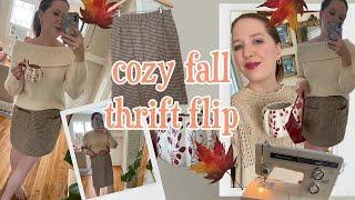 A COZY FALL THRIFT FLIP ️🪡 Spend the Day Making a Fall Skirt With Me!