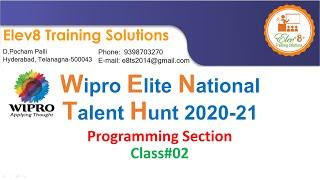 Wipro Elite National Talent Hunt 2021 | Programming Section| Programs and Tricks | Class #02