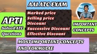 AAI JE ATC 2024 APTITUDE topic - Discount and  Successive discount CONCEPT + solved ATC paper