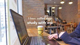 STUDY WITH ME CAFE  | 1 Hour, real-time pomodoro [coffee shop ambiance ]