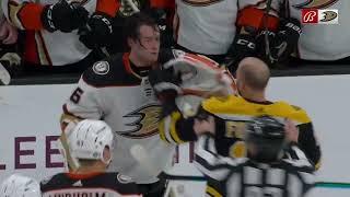 John Gibson Goes After Nick Foligno During TV Timeout