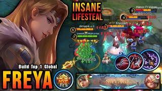 1 vs 5 SAVAGE!! Freya New Offlane Build Insane LifeSteal (AUTOWIN) - Build Top 1 Global Freya ~ MLBB