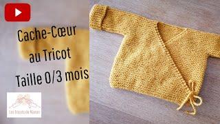 Cache cœur bébé 0/3 mois au tricot