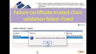 Solved:- Failure certificate trusted chain validation failed | eTender |eProcure | Dsc Mapping error