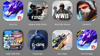 Free Fire Naruto Update Booyah,Modern Strike,World War Heroes,Standoff 2,Critical Ops,Dude Theft War