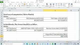 How to convert VAT Inclusive Selling Price to VAT Exclusive