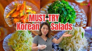 I can eat these Salads EVERY DAY! 4 MUST-TRY Korean Side Dish Recipe 오이무침 시금치나물무침 콩나물무침 숙주나물무침