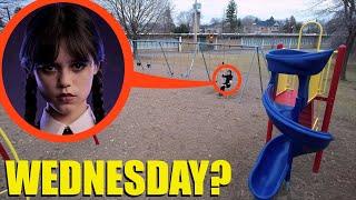 drone catches Wednesday Addams at haunted park (we found her!)