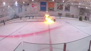 Zamboni bursts into flames while cleaning ice rink | ABC7