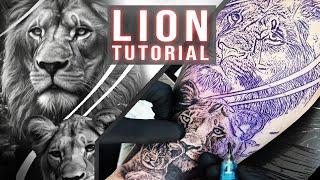 Realistic Lion Tattoo Tutorial - Tattoo Shading Techniques