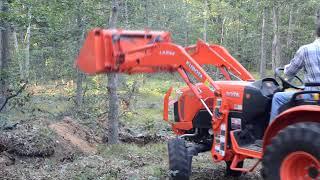 Pulling down 6" oak tree with Kubota b2650 compact tractor