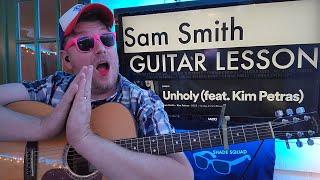 How To Play Unholy - Sam Smith, Kim Petras Guitar Tutorial (Beginner Lesson!)