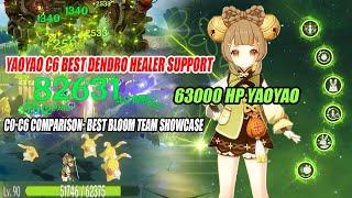 Yaoyao C6 63k HP 4 Rabbit - Best Dendro Healer Support Bloom Team Showcase | C0-C6 Comparison