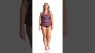 Jessica Simpson Swimwear Plus Size Cherokee Queen High Neck Tankini Top | SwimOutlet.com