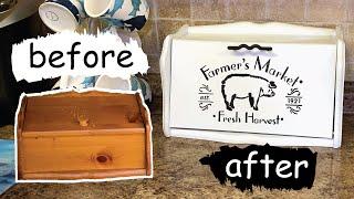 Farmhouse Bread Box Thrift Flip | DIY Bread Box Transformation for CHEAP