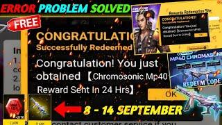 FREE FIRE REDEEM CODE TODAY 8 SEPTEMBER REDEEM CODE FREE FIRE | FF REDEEM CODE TODAY 8 SEPTEMBER