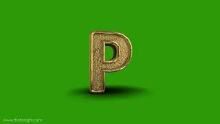 Golden ornamental Letter P Green screen video