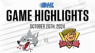 OHL Highlights: Sudbury Wolves @ North Bay Battalion Oct. 20, 2024