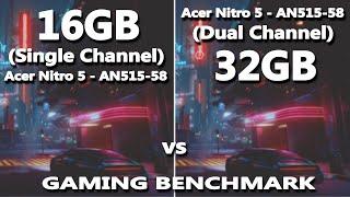 Laptop 16GB vs 32GB RAM Gaming Benchmark | Acer Nitro 5 i7 12650H + RTX 3070Ti Gaming Test |