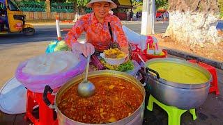 200 Bowls a Day ! Non-Stop Serving NUM BANH CHOK in just 4h | Cambodian Street Food