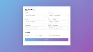 Responsive Registration Form in HTML & CSS