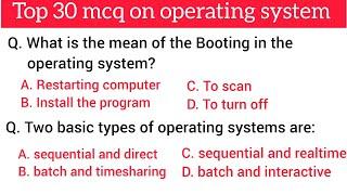 Top 30 mcq on operating system | operating system mcqs | for all competitive exams