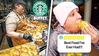 I TRIED EVERY FOOD AT THE WORLDS BIGGEST STARBUCKS BUFFET!!! ( 4FLOORS OF FOOD)