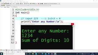 C Program to find Sum of Digits of a Number | Learn Coding