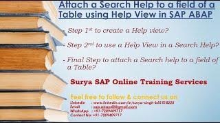 SAP ABAP - How to attach a Search Help to a field of a Table using a Help View